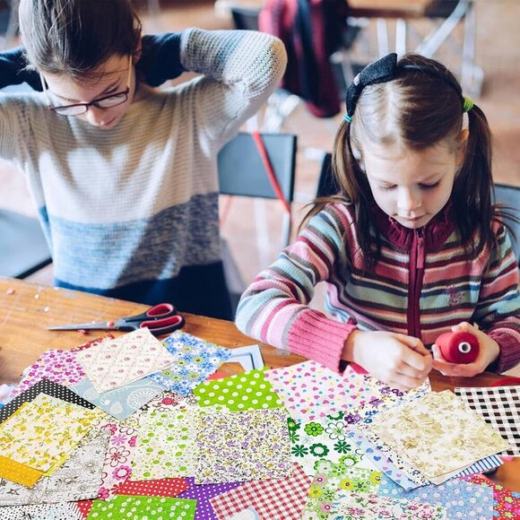 120 Pcs 4'' x 4'' Cotton Craft Fabric Squares, DIY Sewing Quilting Scrapbooking - Picture 6 of 7